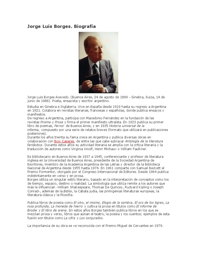 Biografía de Jorge Luis Borges | PDF | Historia | Ficción general