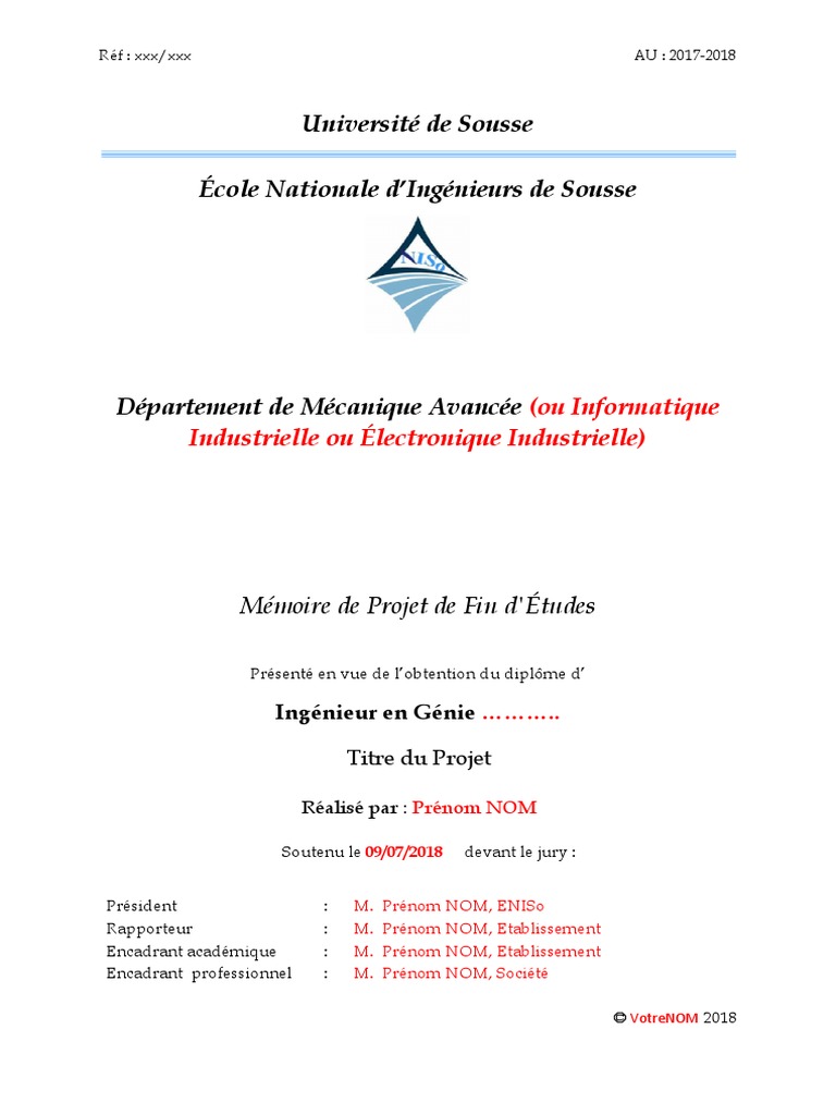 Cahier Des Charges Présentation Page De Garde Page de Garde Rapport PFE 17-18 | PDF