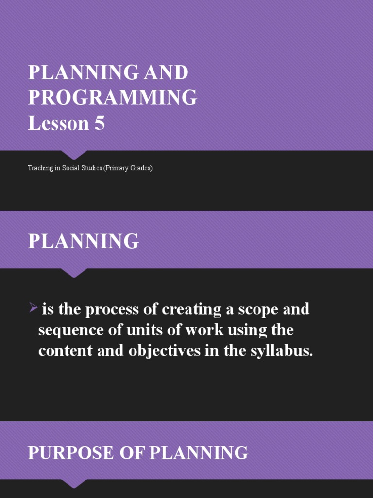 Planning and Programming | PDF | Experience | Learning
