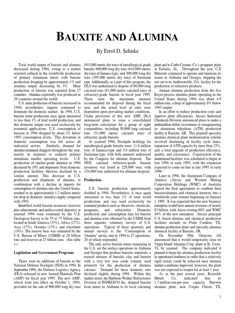 Bauxite & Alumina | PDF | Alcoa | Aluminium Oxide