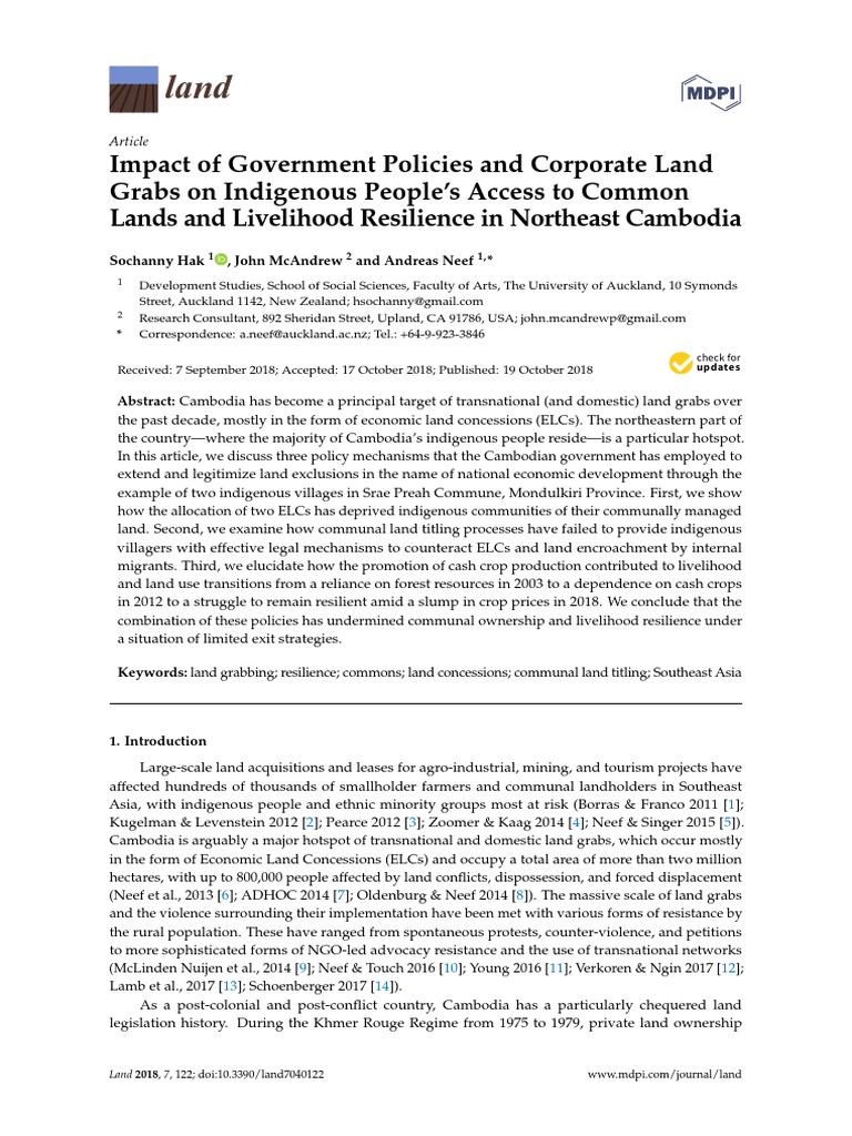 Impact of Government Policies and Corporate Land Grabs On Indigenous ...