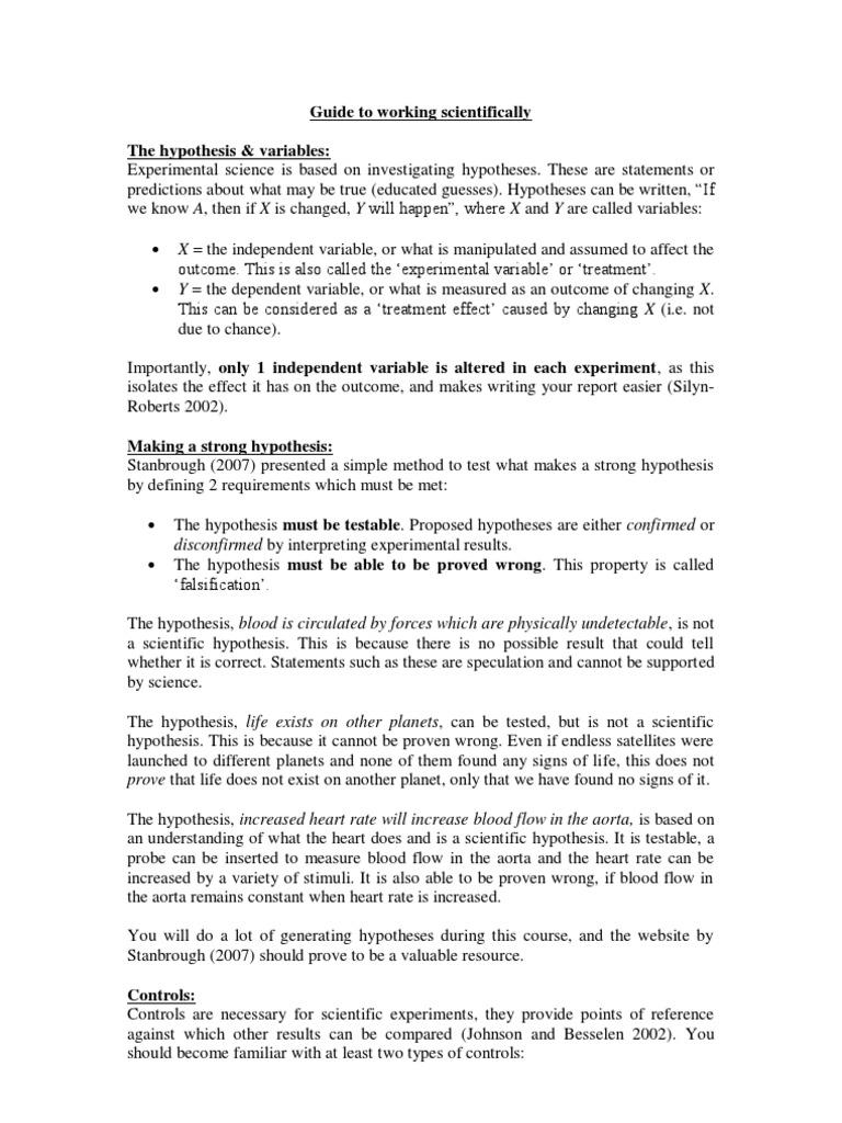 Formulating Testable Scientific Hypotheses | PDF | Scientific Control ...