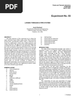 Experiment No. 03: Losses Through A Pipe System