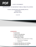 Unity University Department of Architecture & Urban Planning Contract, Specification and Quantity Survey Chapter-2