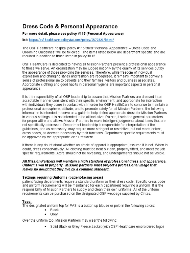 main line health dress code professional appearance pdf The Do's and Don'ts of Dressing Professionally in the Healthcare Indus   Noel Asmar Uniforms