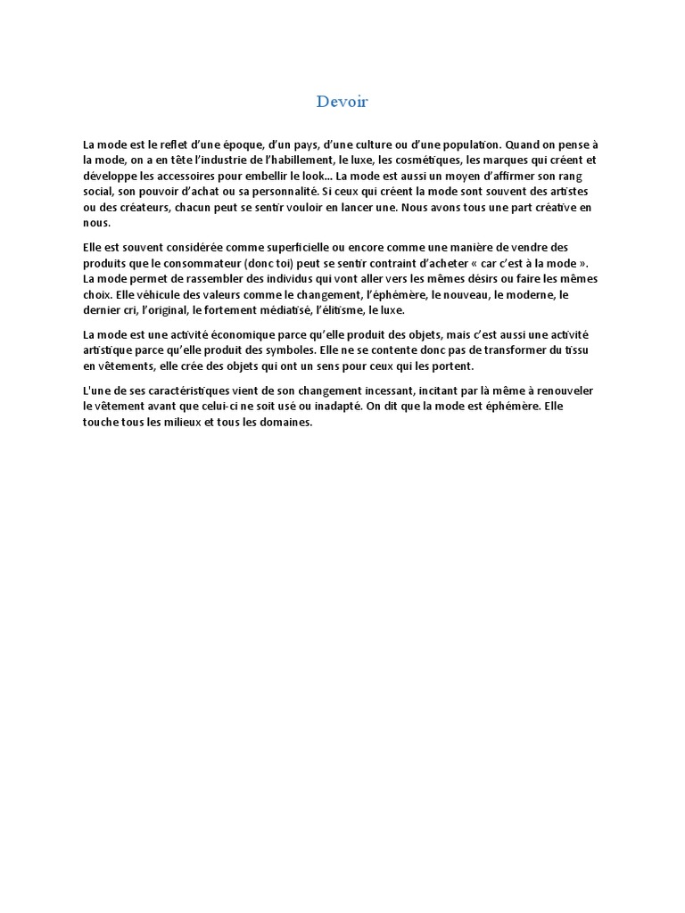 La Mode : Réflexion et Économie | PDF