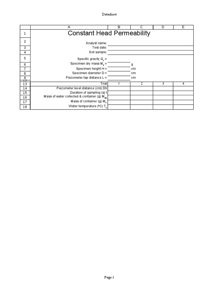Constant Head Permeability Test Report | PDF | Metrology | Geotechnical ...