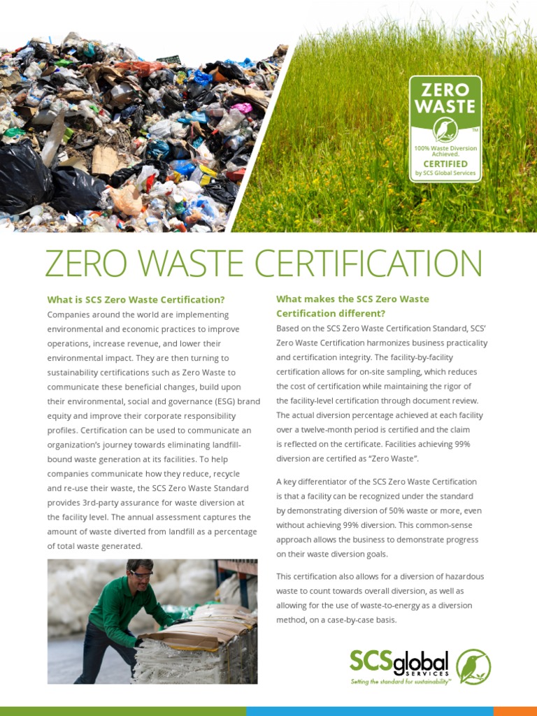 SCS Zero Waste Certification Guide | PDF | Waste | Audit