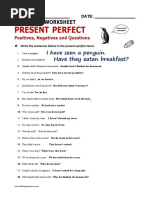 Present Perfect: Grammar Worksheet