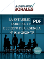 La Estabilidad Laboral y El Decreto de Urgencia #016-2020-TR - Soluciones Laborales