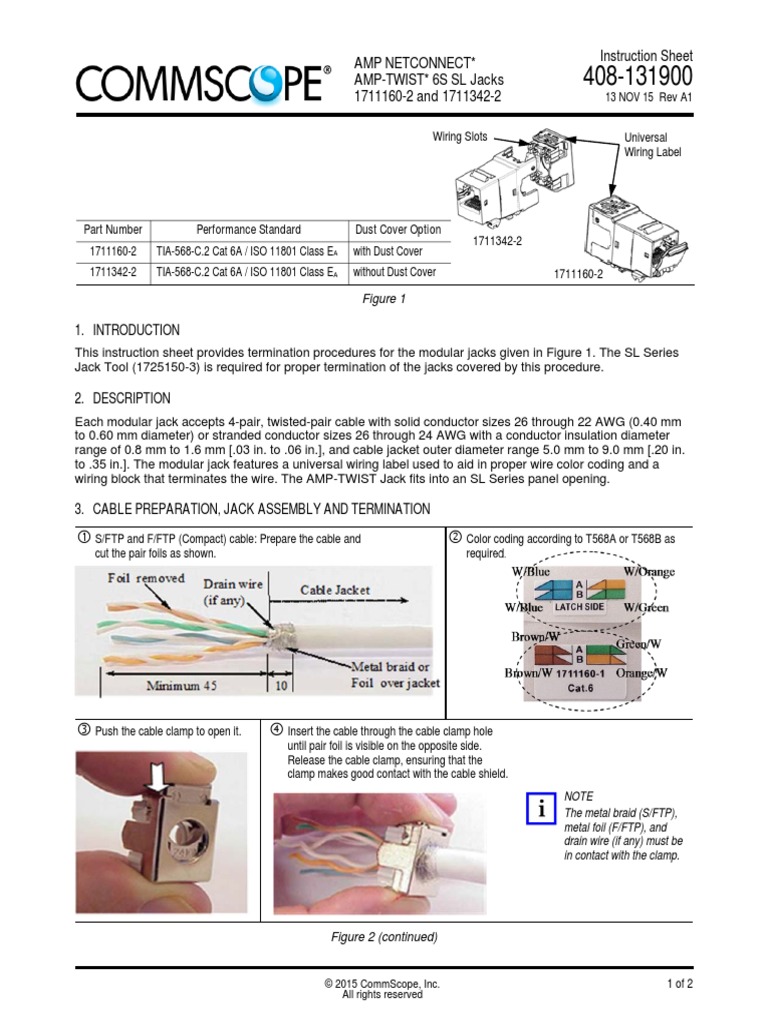 Amp Netconnect Amp-Twist 6S SL Jacks 1711160-2 and 1711342-2 | Download
