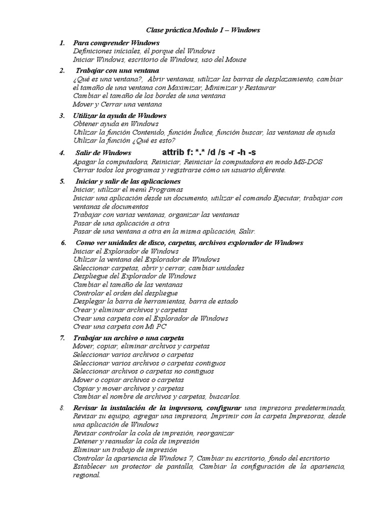 Clase Práctica Modulo I Windows Pdf Ventana Informática Archivo