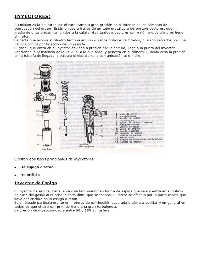 Tipos de inyectores diesel y sus partes | PDF | Inyección de ...
