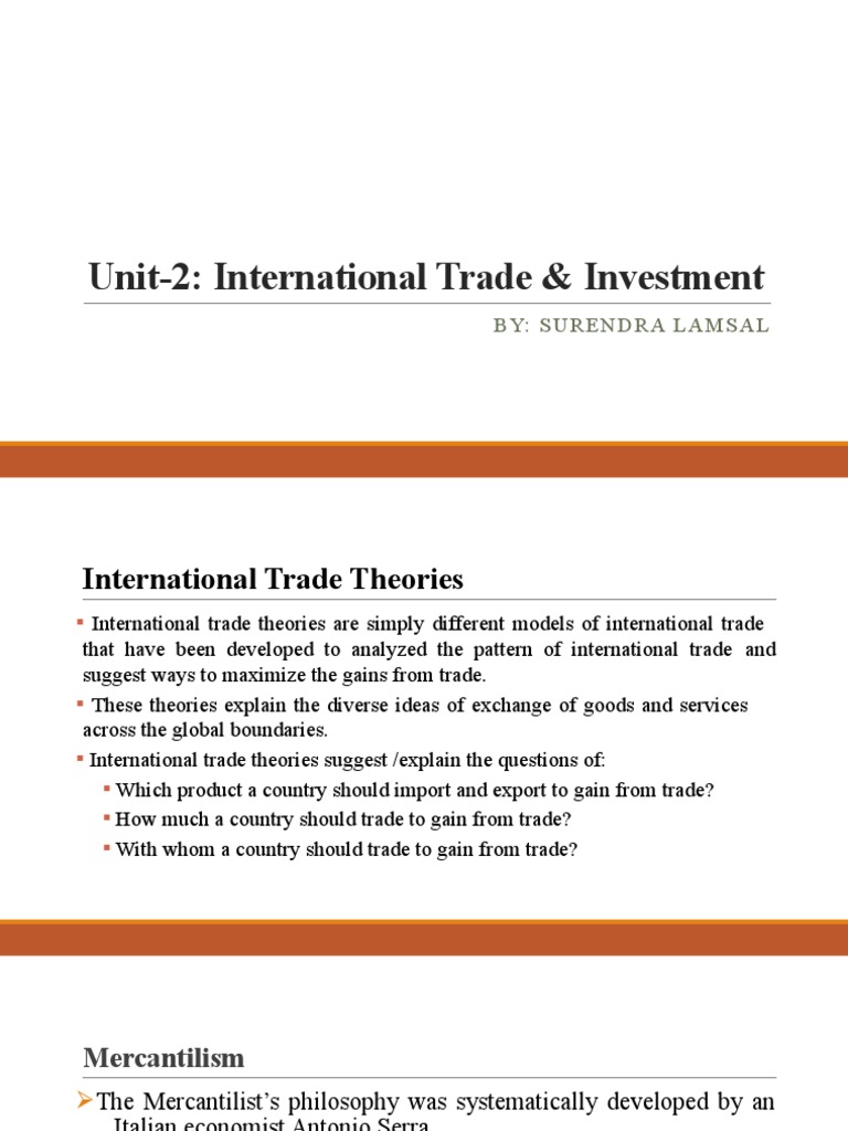 International Trade Theories Guide | PDF | Mercantilism | Foreign ...