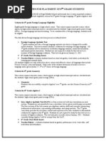 Guidelines for Placement of 8th Grade Students