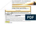 Comunicación: TEMA: Reflexionamos Sobre El Cuidado Preventivo de Nuestra Salud