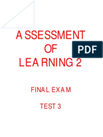 Assessment OF Learning 2: Final Exam Test 3