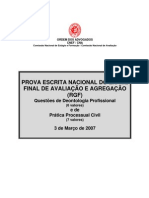 EXAME DE DEONTOLOGIA PROFISSIONAL E PROCESSO CIVIL DE 3 DE MARÇO DE 2007