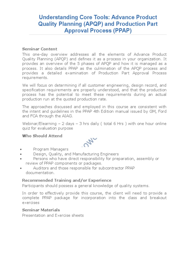Apqp Ppap Training | PDF | Business | Manufacturing And Engineering