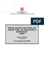 EXAME NACIONAL DE 19 DE JANEIRO DE 2008 - ÁREAS OPCIONAIS