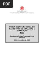 Prova escrita nacional de Prática Processual Penal - Novembro de 2009