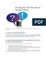 Tanya Jawab Seputar KANGEN WATER