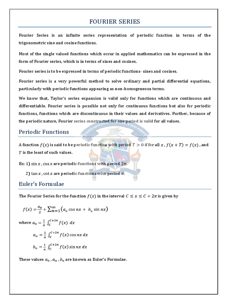 Fourier Series | PDF | Fourier Series | Trigonometric Functions
