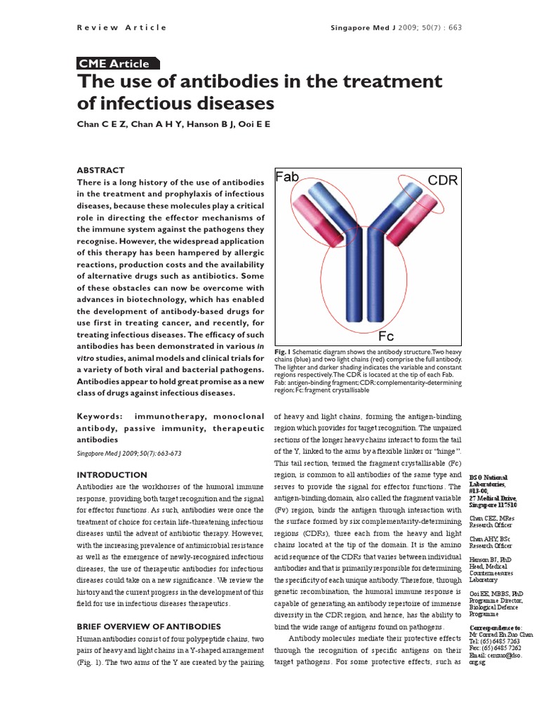 The Use of Antibodies in The Treatment of Infectious Disease | PDF ...