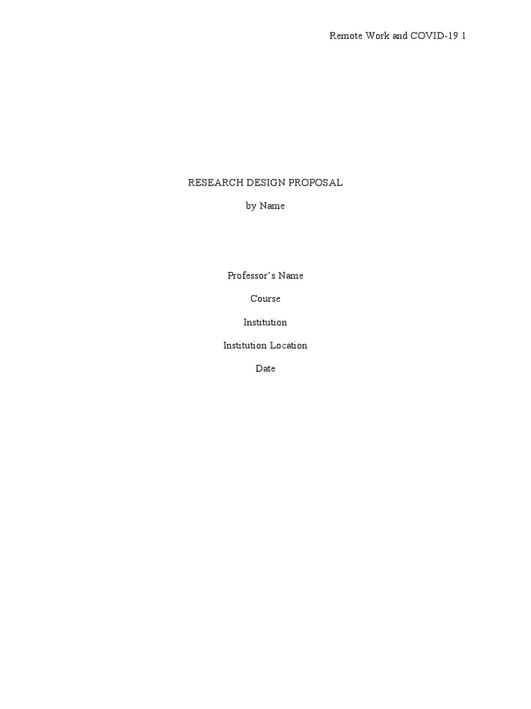 Research Design Proposal | PDF | Qualitative Research | Telecommuting