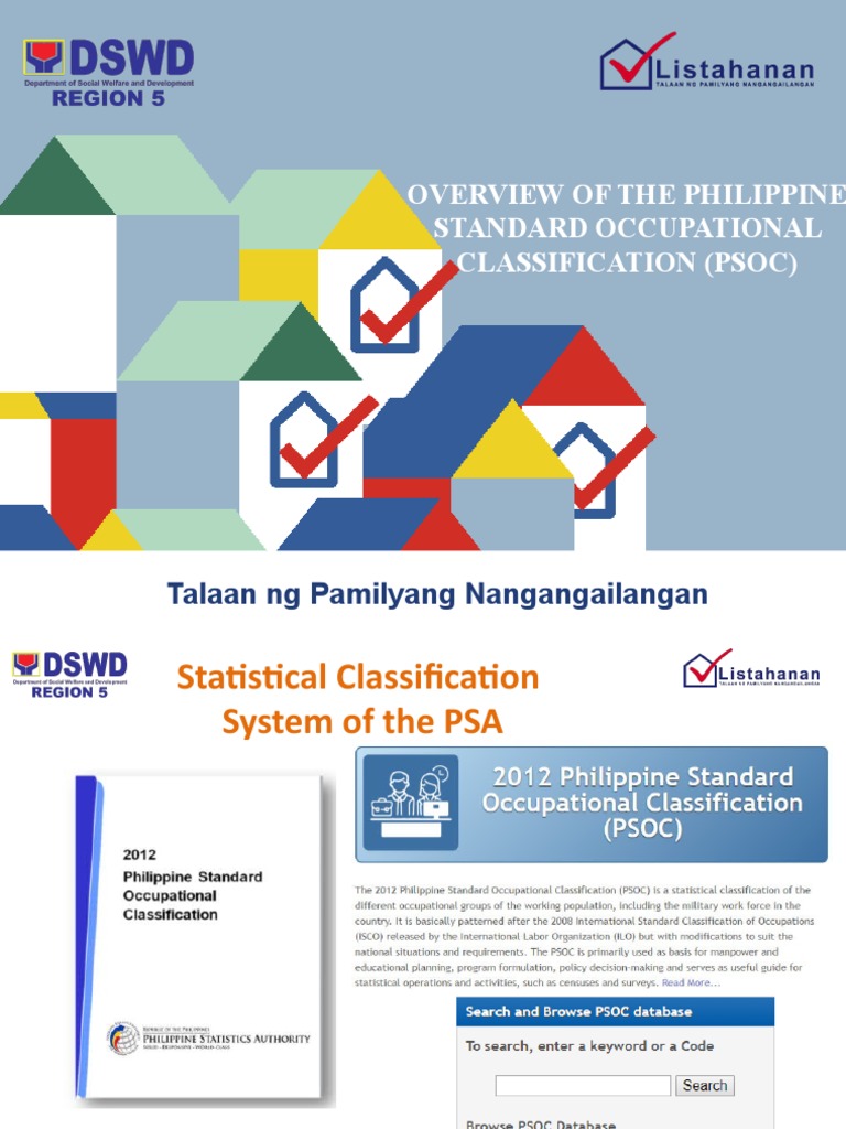 Overview of the philippine standard occupational classification psoc