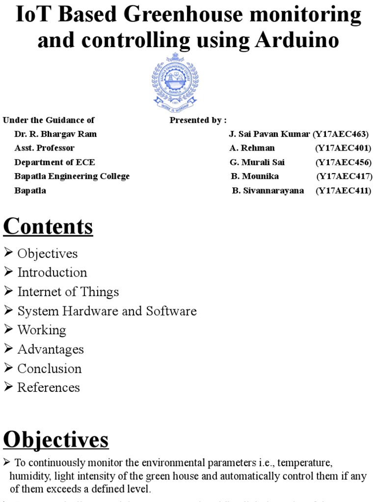 IoT Based Greenhouse Environment Monitoring and Control System Using ...