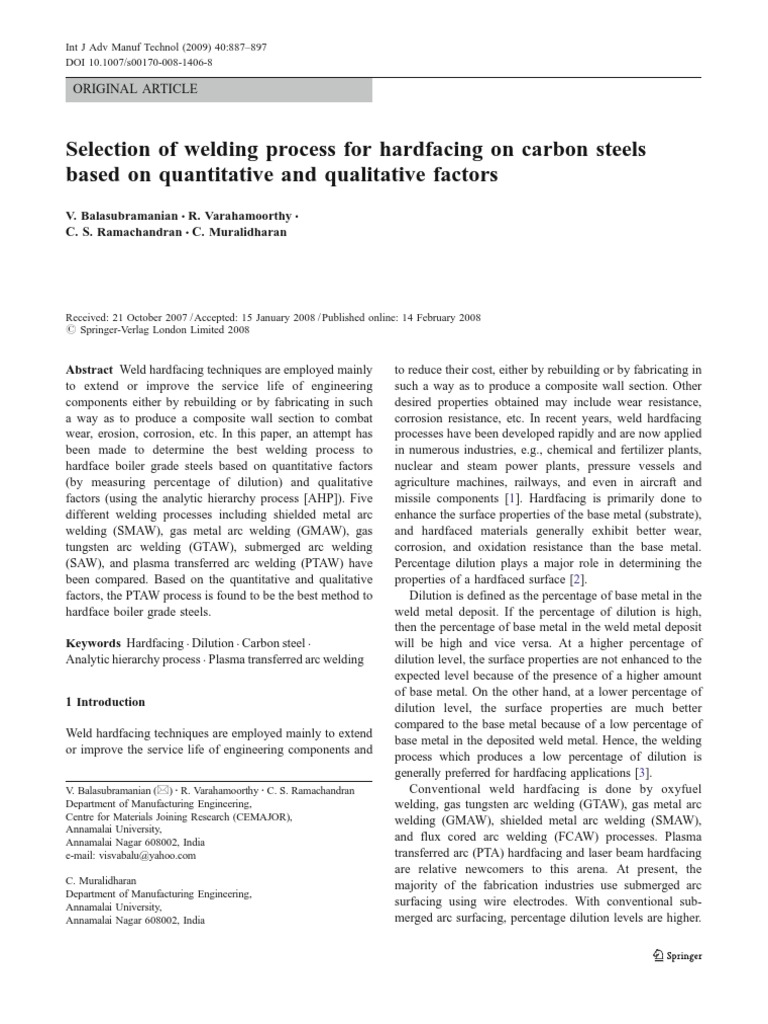 Best Welding Process for Hardfacing | PDF | Welding | Construction