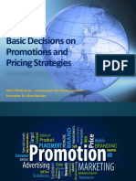 Basic Decisions On Promotions and Pricing Strategies