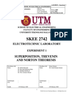 Experiment 1 - SUPERPOSITION, THEVENIN AND NORTON THEOREMS