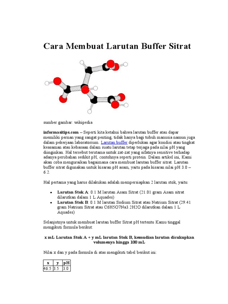 Cara Membuat Larutan Buffer Sitrat | PDF