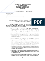 Application For Law Student Practice Certification Level 1: Applicant