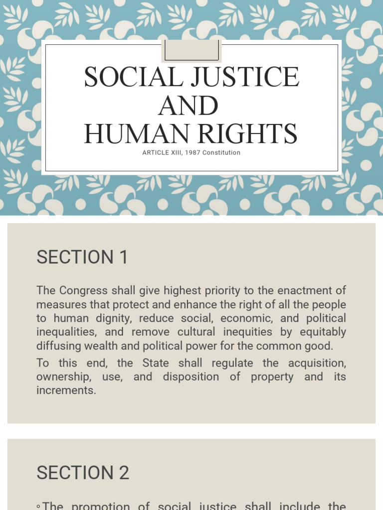 Social Justice in Article XIII, 1987 | PDF | Social Equality | Social ...