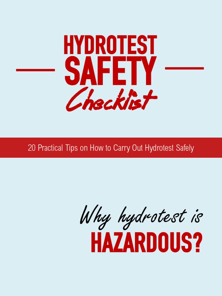 Hydrostatic Pressure Test Safety Checklist PDF PDF Chemical