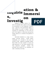 Inquirie S, Investig Ation & Immersi On