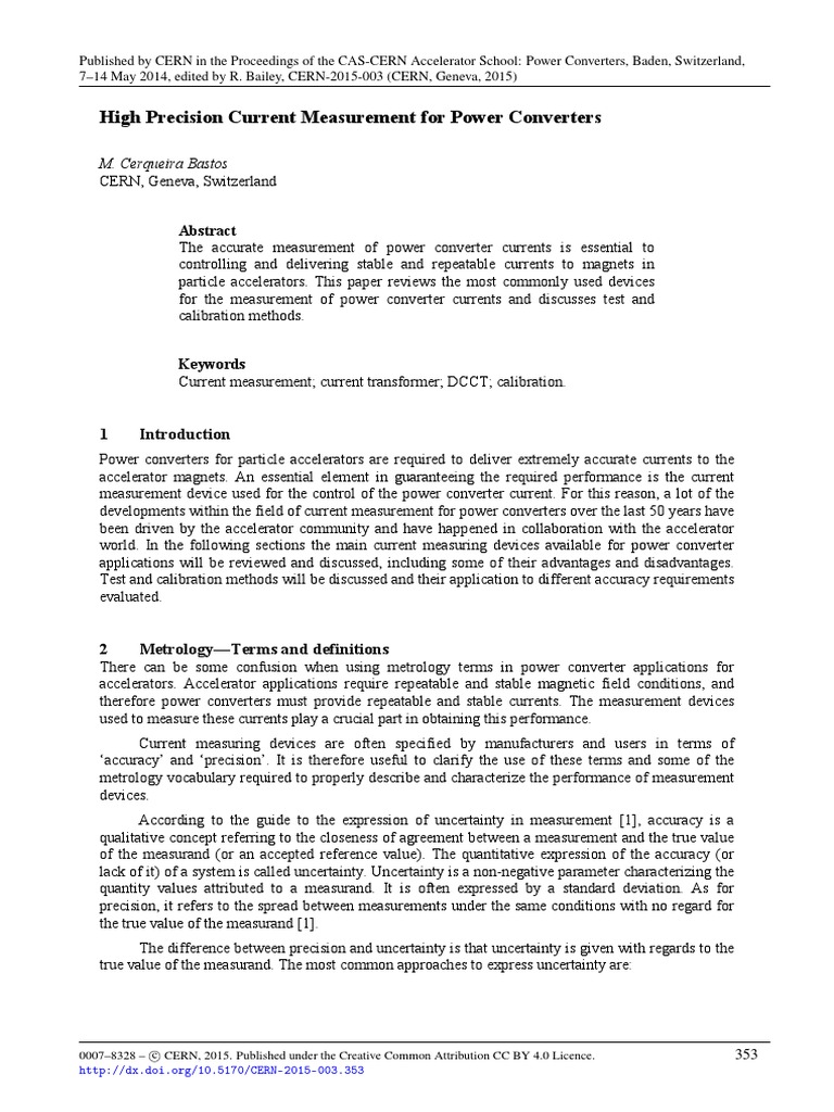 High Precision Current Measurement | PDF | Transformer | Resistor