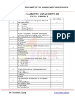 Mcqs - Marketing Management - 201 Unit I-Product: Dnyansagar Institute of Management and Research