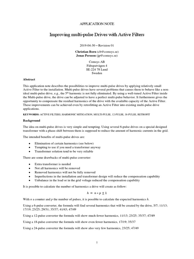 Improving MultiPulse Drives With Active Filters Application Note