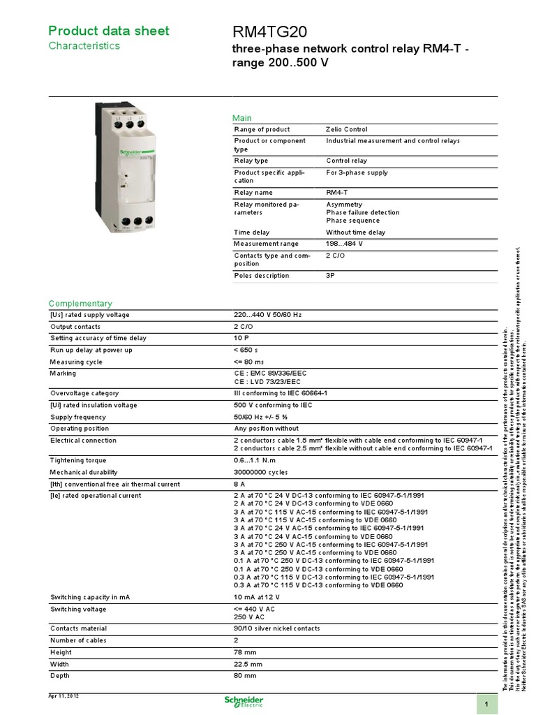 Zelio Control RM4TG20 | PDF | Relay | Electric Power
