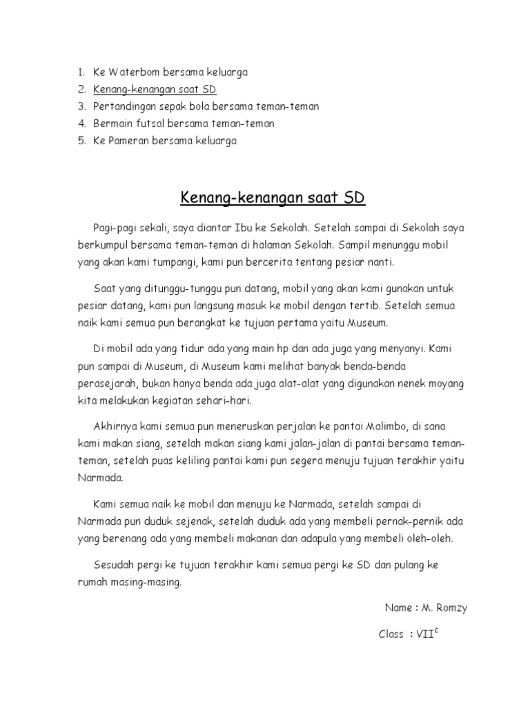 Kenangan Indah Masa SD Bersama Teman | PDF | Seni & Disiplin Bahasa