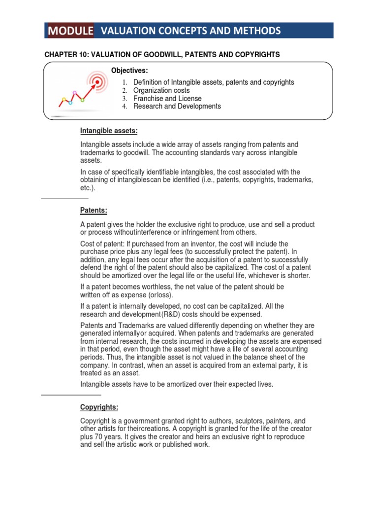 Chapter 10 Valuation of Goodwill Patents and Copyright PDF
