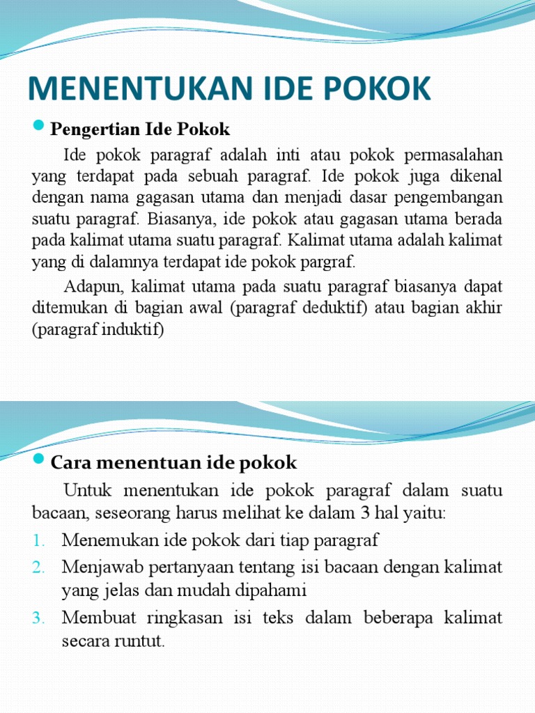 Dalam sebuah paragraf inti permasalahan terdapat pada