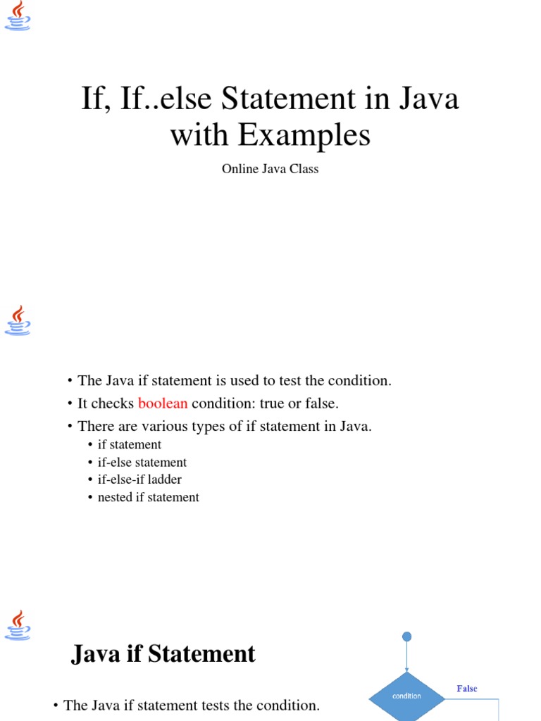 If, If..else Statement in Java With Examples | Download Free PDF ...