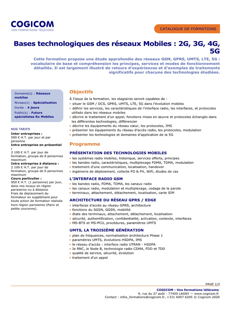 Bases Technologies Des Reseaux Mobiles 2g 3g 4g 5g | PDF | LTE ...