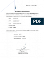 Certificado de Mantenimiento Tdm113