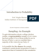 Introduction To Probability: Prof. Megha Sharma Indian Institute of Management Calcutta